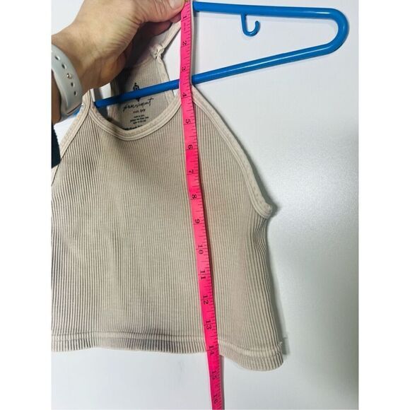 Free People FP Movement Happiness Runs Tank Top Ribbed Crop Ice Gray Taupe Tan N - Picture 6 of 7